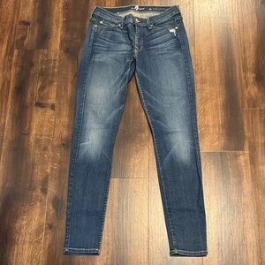 7 For All Mankind Dark Washed Blue Skinny Denim Jeans